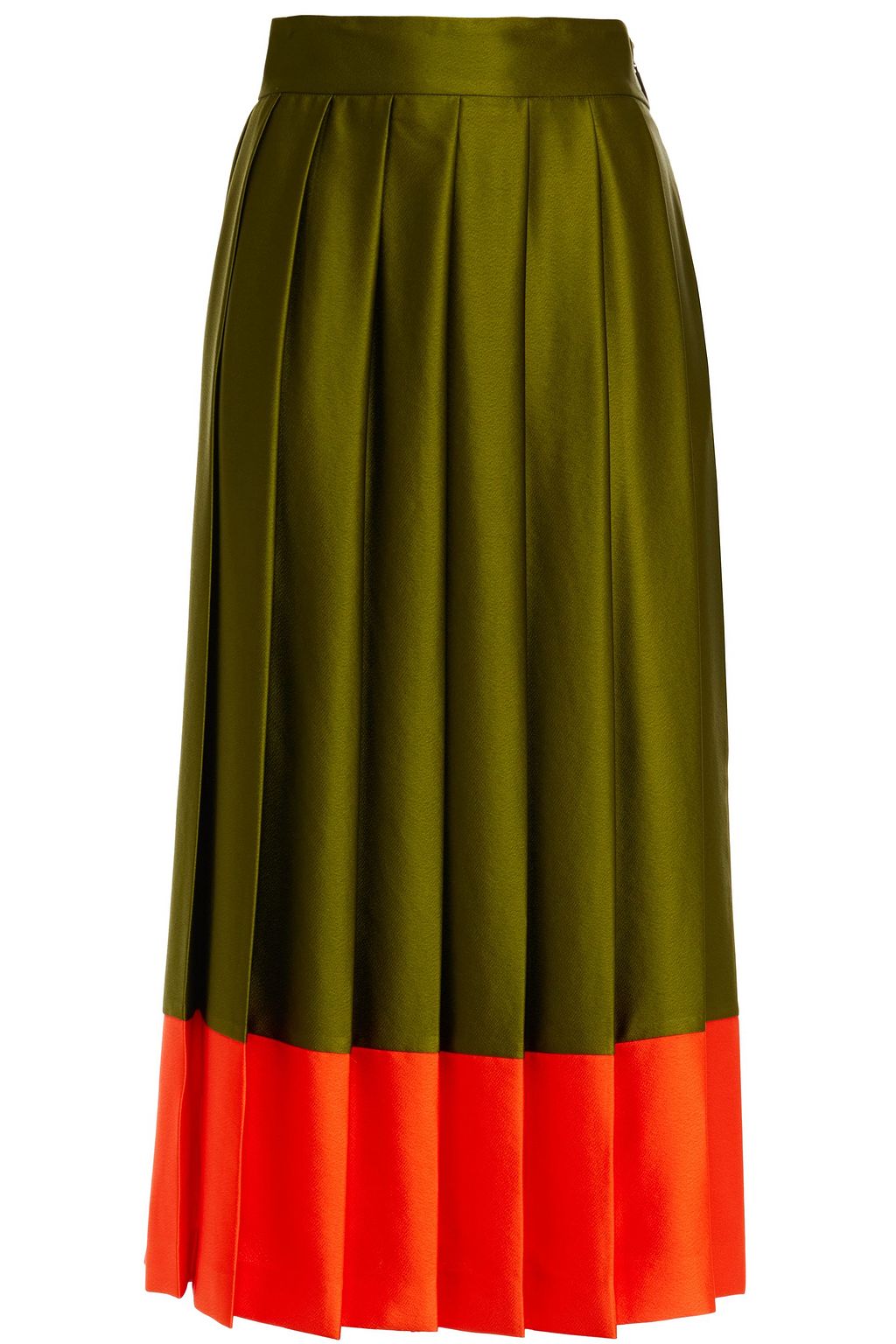 army green pleated skirt