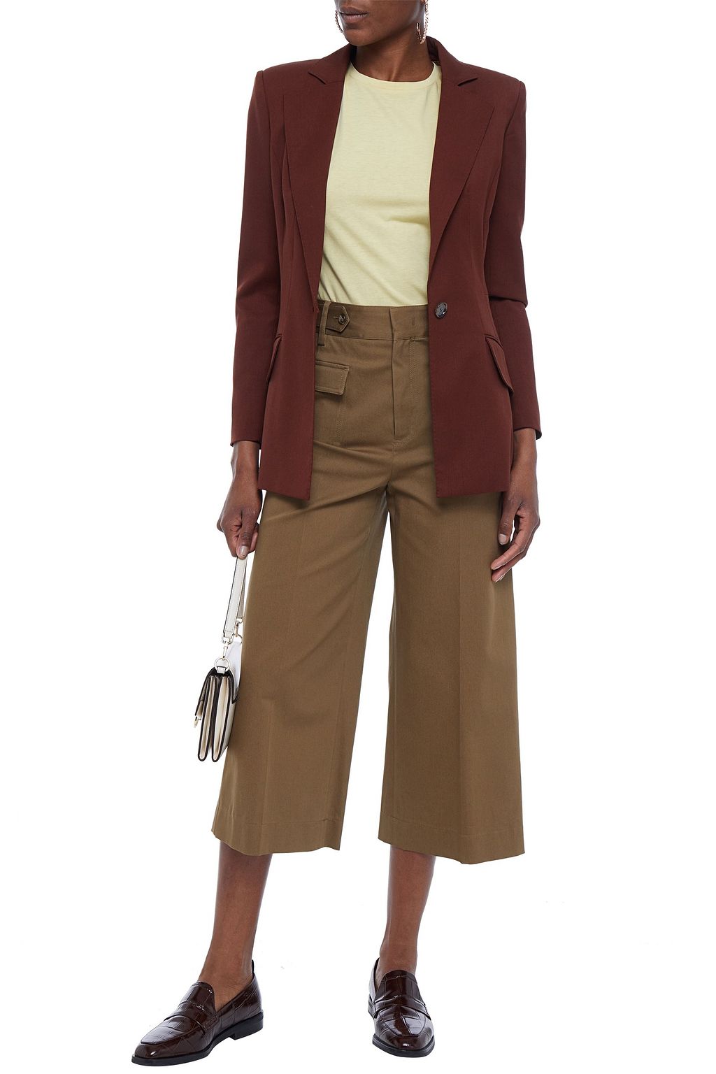 REDVALENTINO Cropped cotton-blend twill wide-leg pants