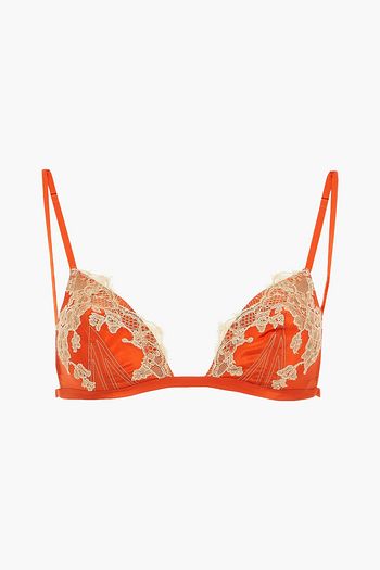 Carine Gilson Silk Satin-Trimmed Lace Soft-Cup Bra