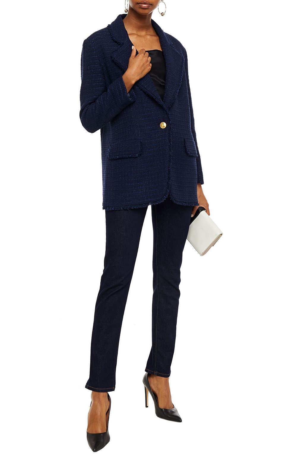 BOUTIQUE MOSCHINO Frayed tweed blazer
