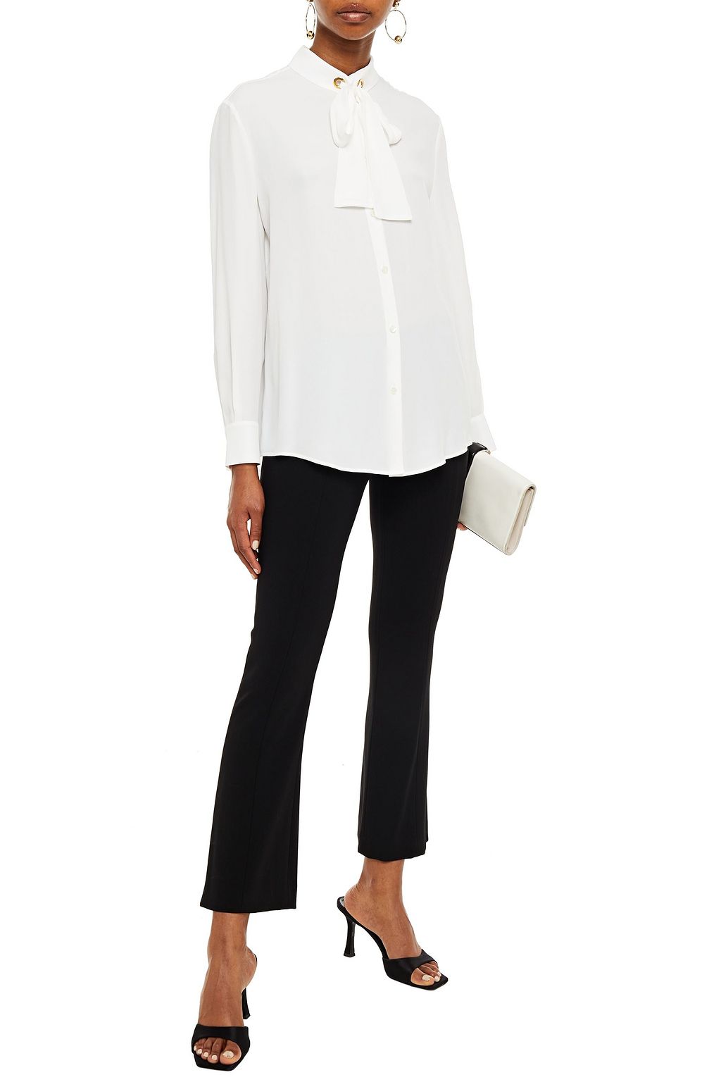 BOUTIQUE MOSCHINO Pussy-bow crepe de chine blouse
