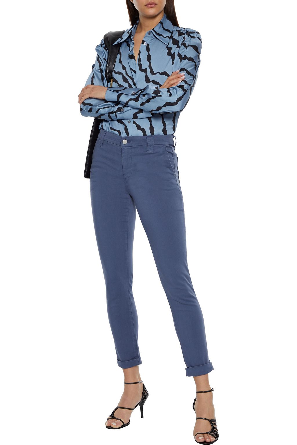 J BRAND Cropped cotton-blend sateen slim-leg pants