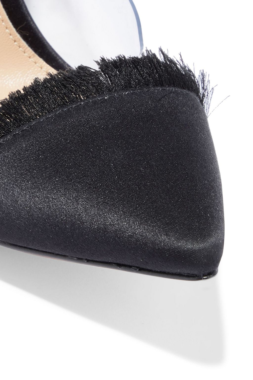 GIANVITO ROSSI Frayed satin and PVC pumps