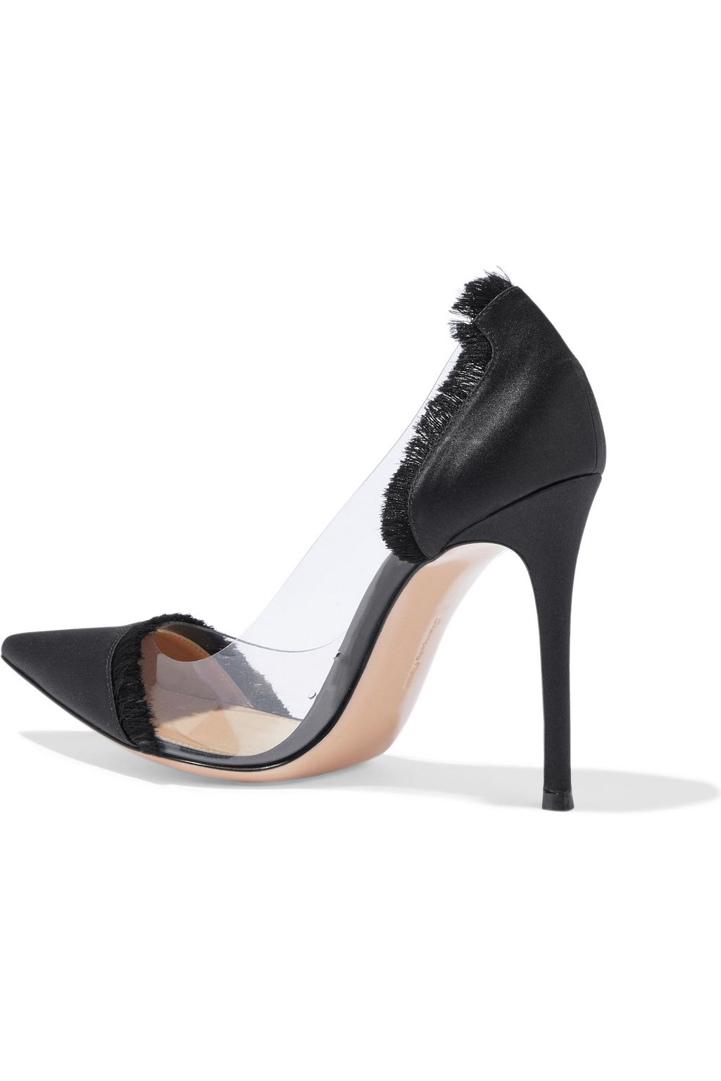 GIANVITO ROSSI Frayed satin and PVC pumps