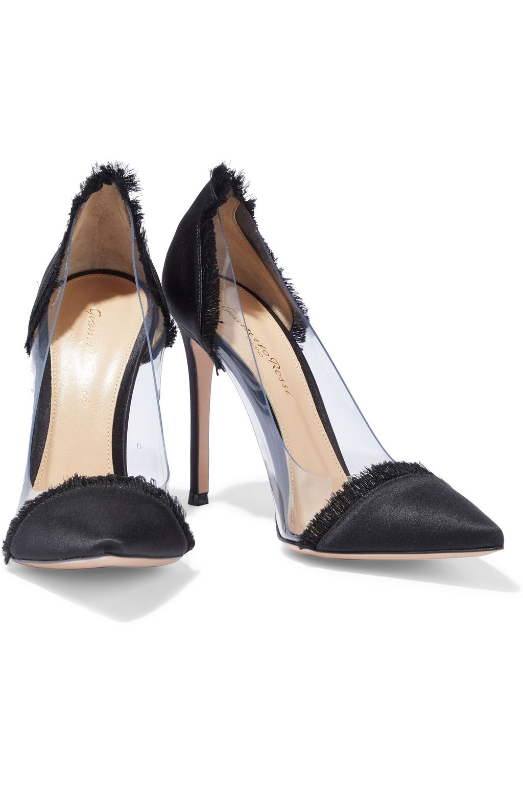 GIANVITO ROSSI Frayed satin and PVC pumps