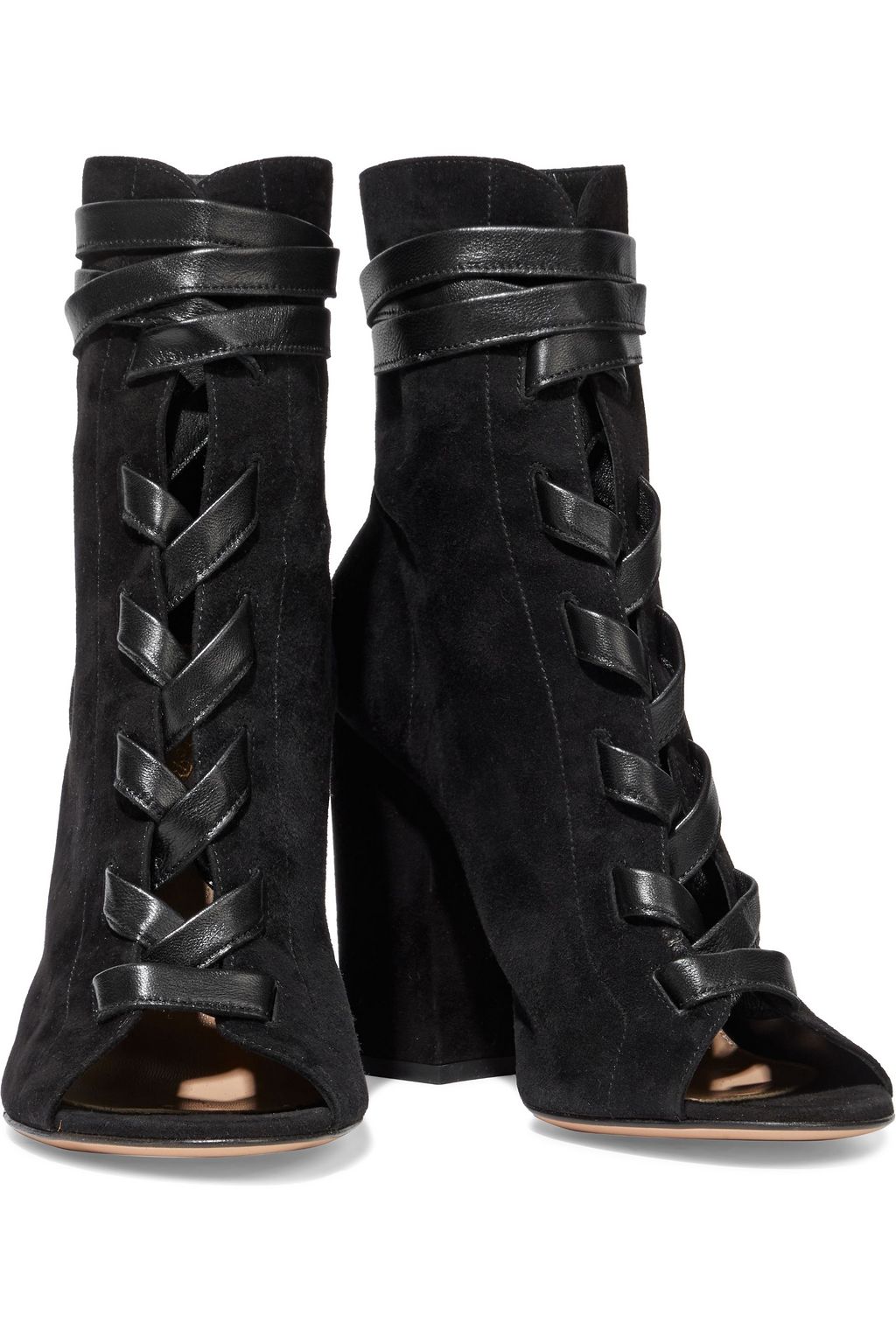 GIANVITO ROSSI Brooklyn leather-trimmed suede ankle boots