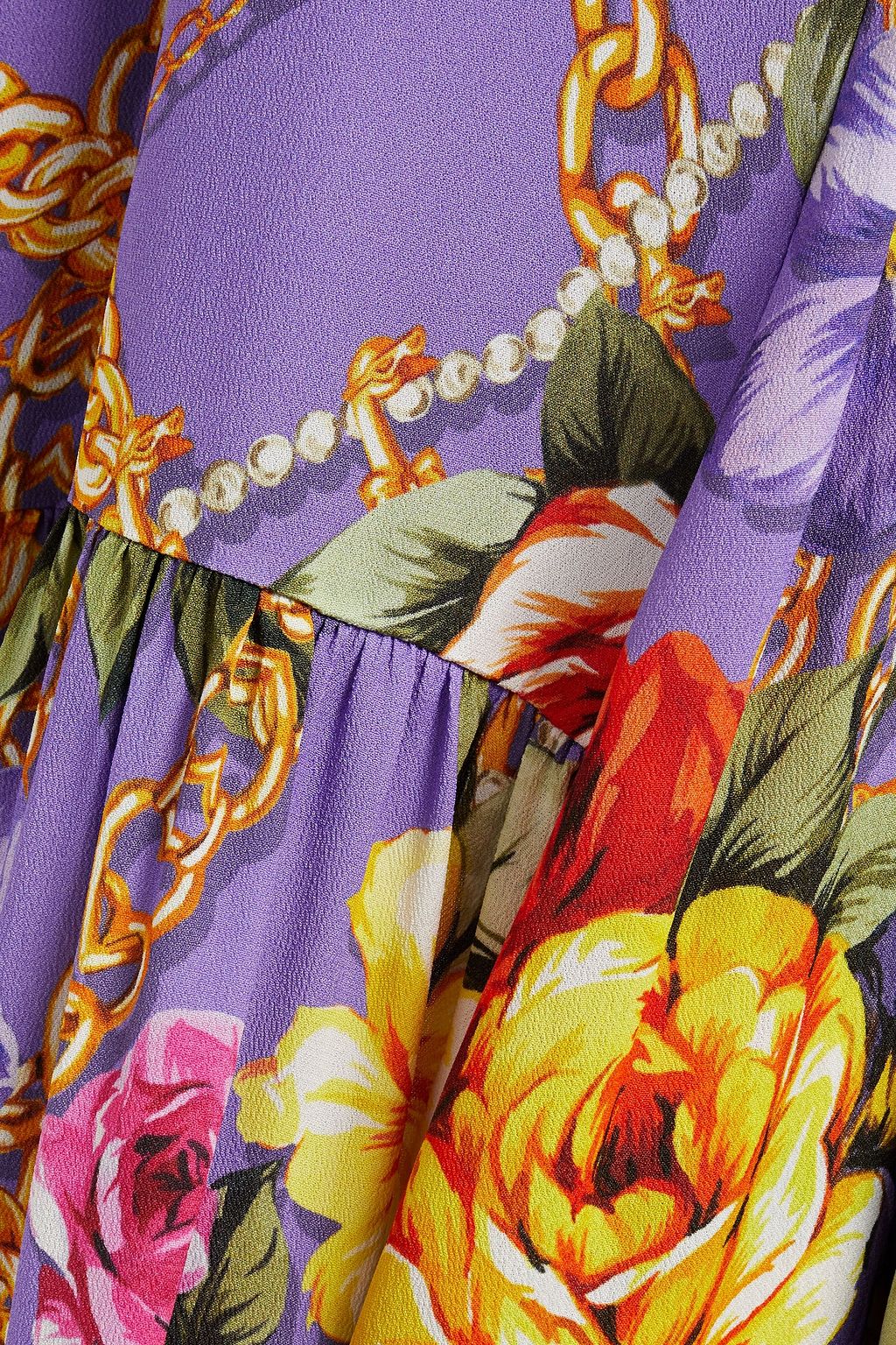 BOUTIQUE MOSCHINO Tiered floral-print crepe de chine midi dress