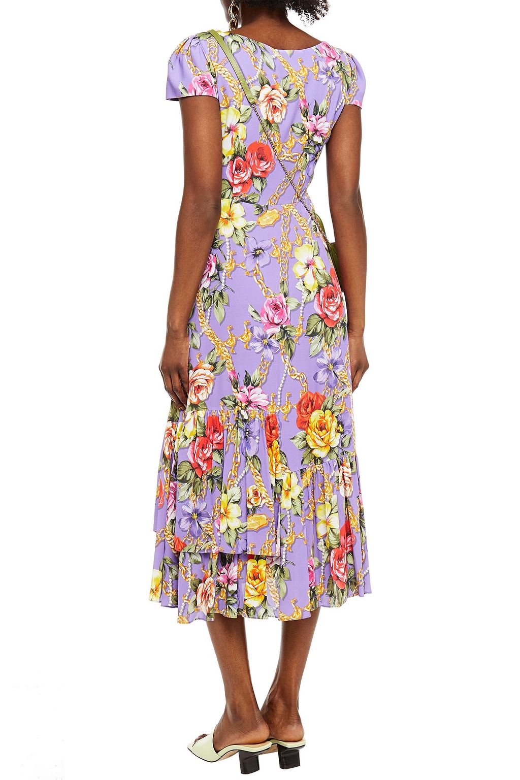 BOUTIQUE MOSCHINO Tiered floral-print crepe de chine midi dress