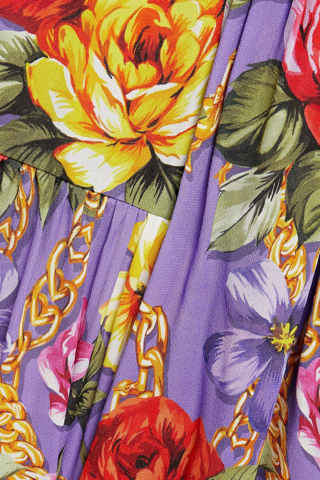 BOUTIQUE MOSCHINO Asymmetric printed crepe de chine midi skirt
