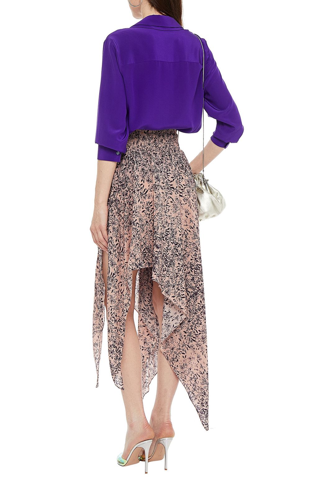 REDEMPTION Asymmetric floral-print silk crepe de chine skirt