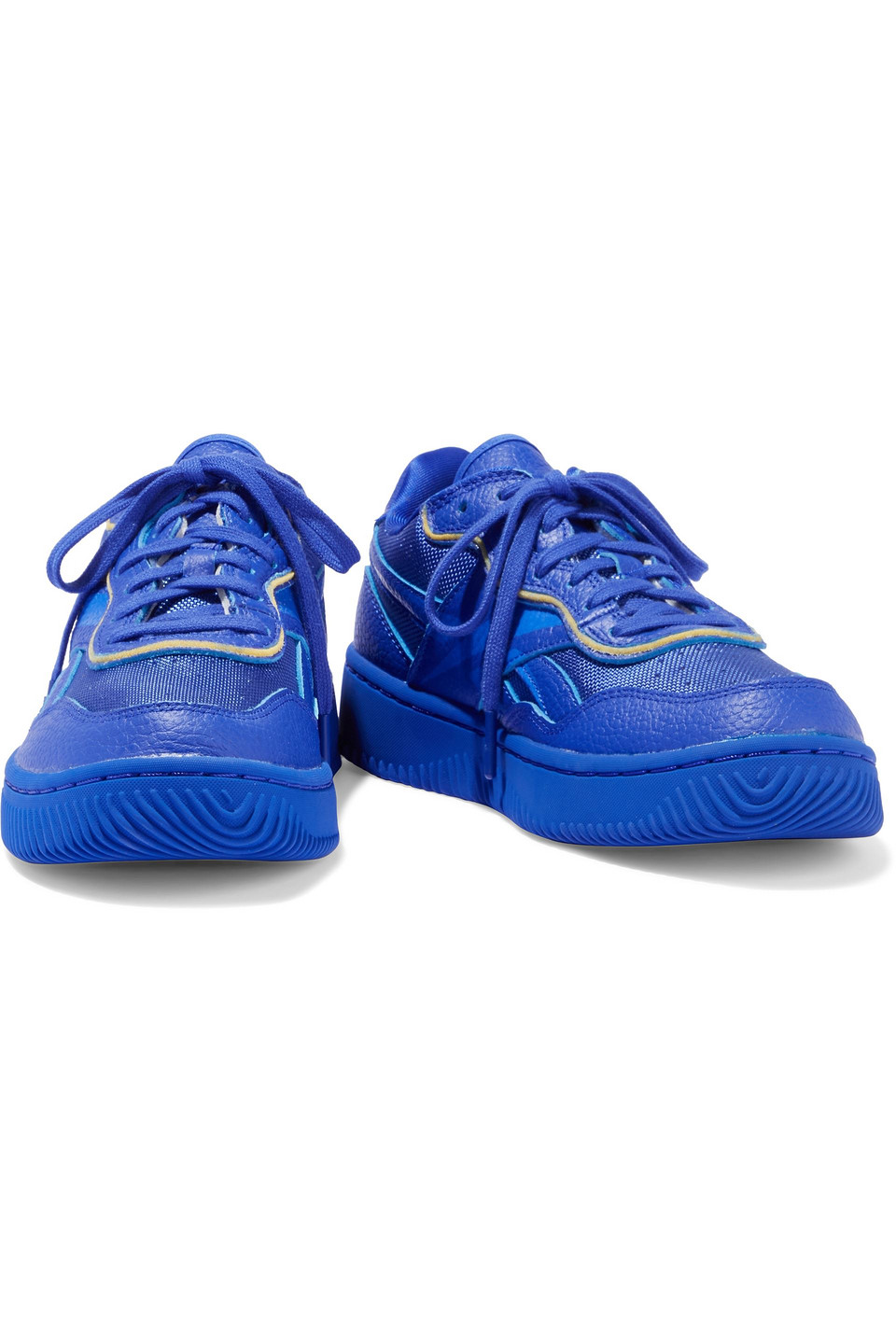 Victoria Beckham Dual Court Ii Pebbled-leather And Mesh Trainers In Bright Blue