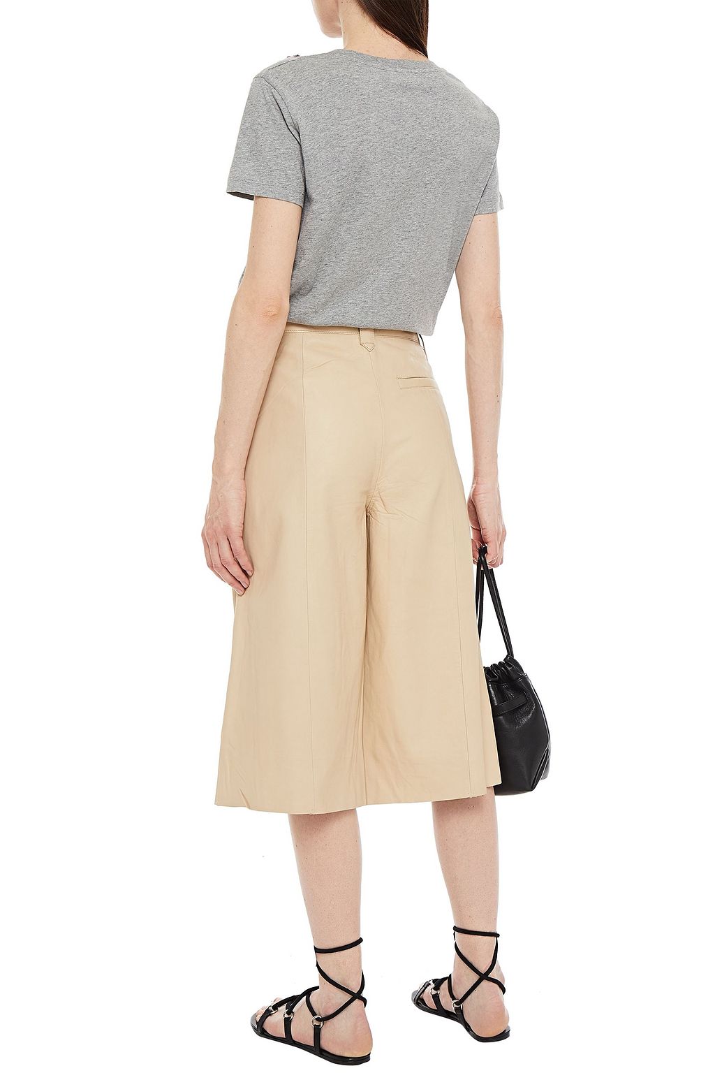 REDVALENTINO Embellished appliquéd mélange cotton-jersey T-shirt