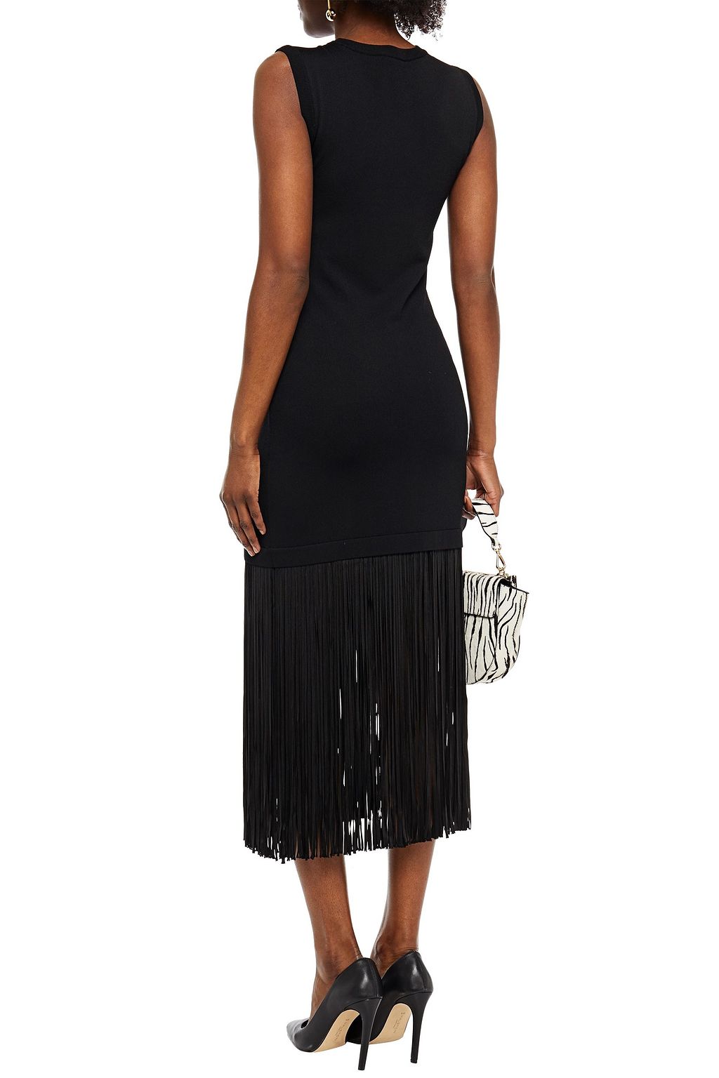 BOUTIQUE MOSCHINO Fringed knitted midi dress