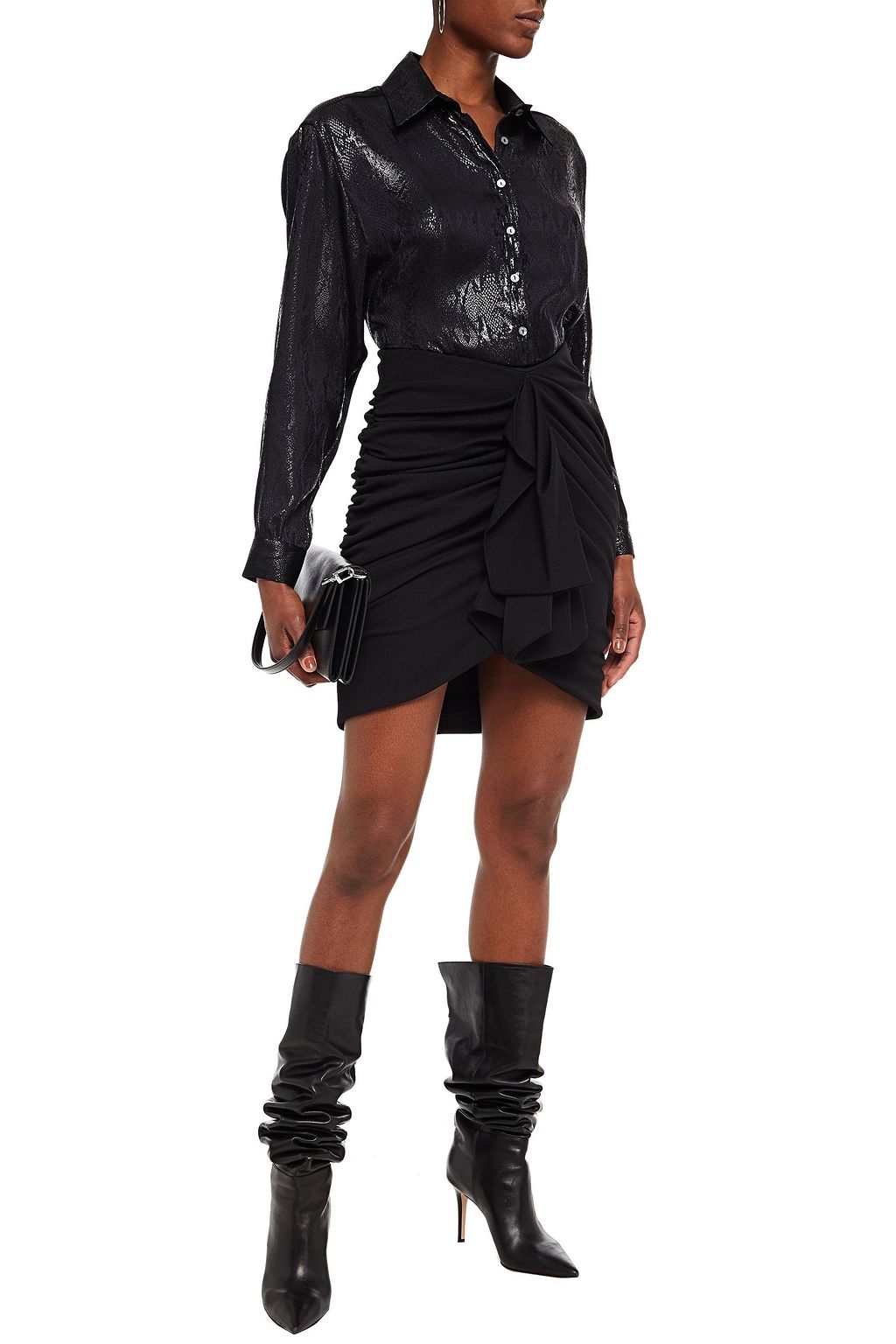 REDEMPTION Metallic snake-print silk-blend jacquard shirt