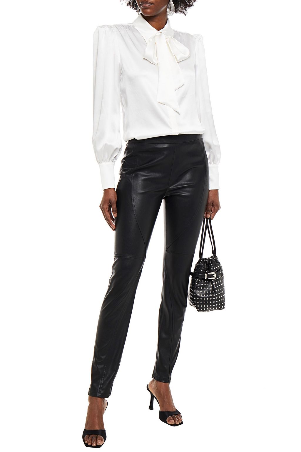 REDEMPTION Pussy-bow silk-satin shirt
