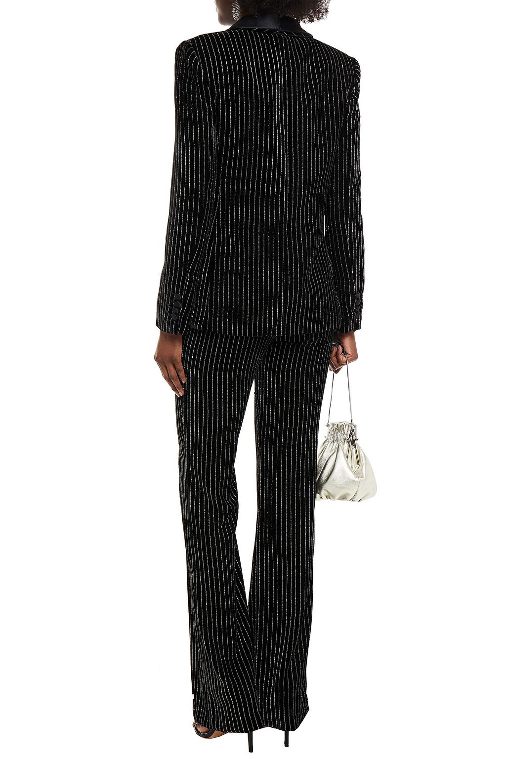 REDEMPTION Metallic striped velvet bootcut pants