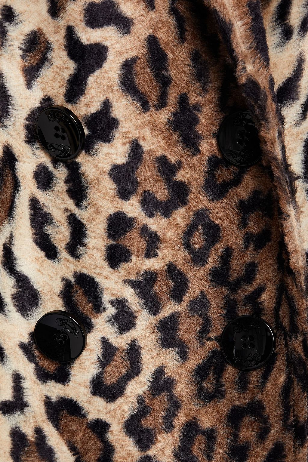 REDEMPTION Double-breasted leopard-print faux fur coat