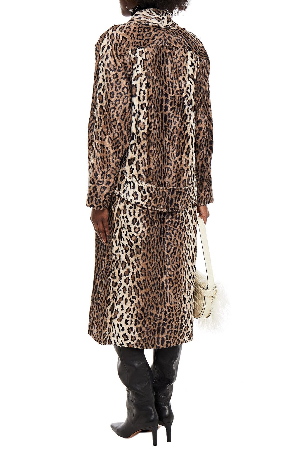 REDEMPTION Double-breasted leopard-print faux fur coat