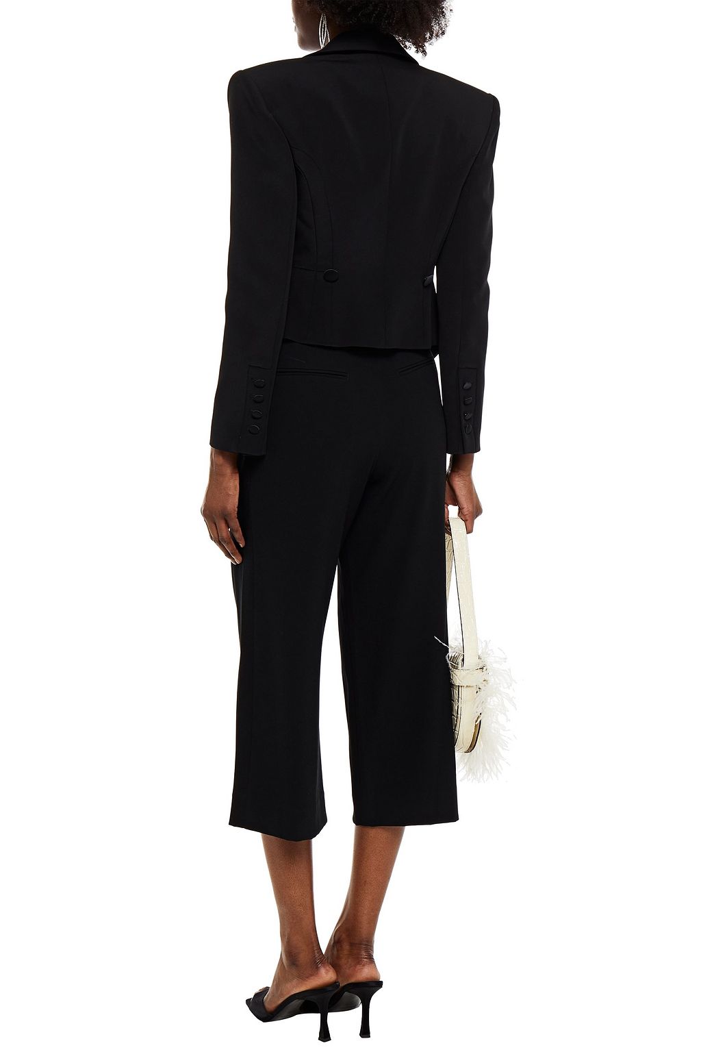REDEMPTION Spencer satin-trimmed two-tone crepe blazer