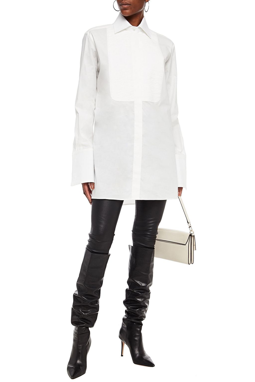 REDEMPTION Pintucked cotton-blend poplin mini shirt dress