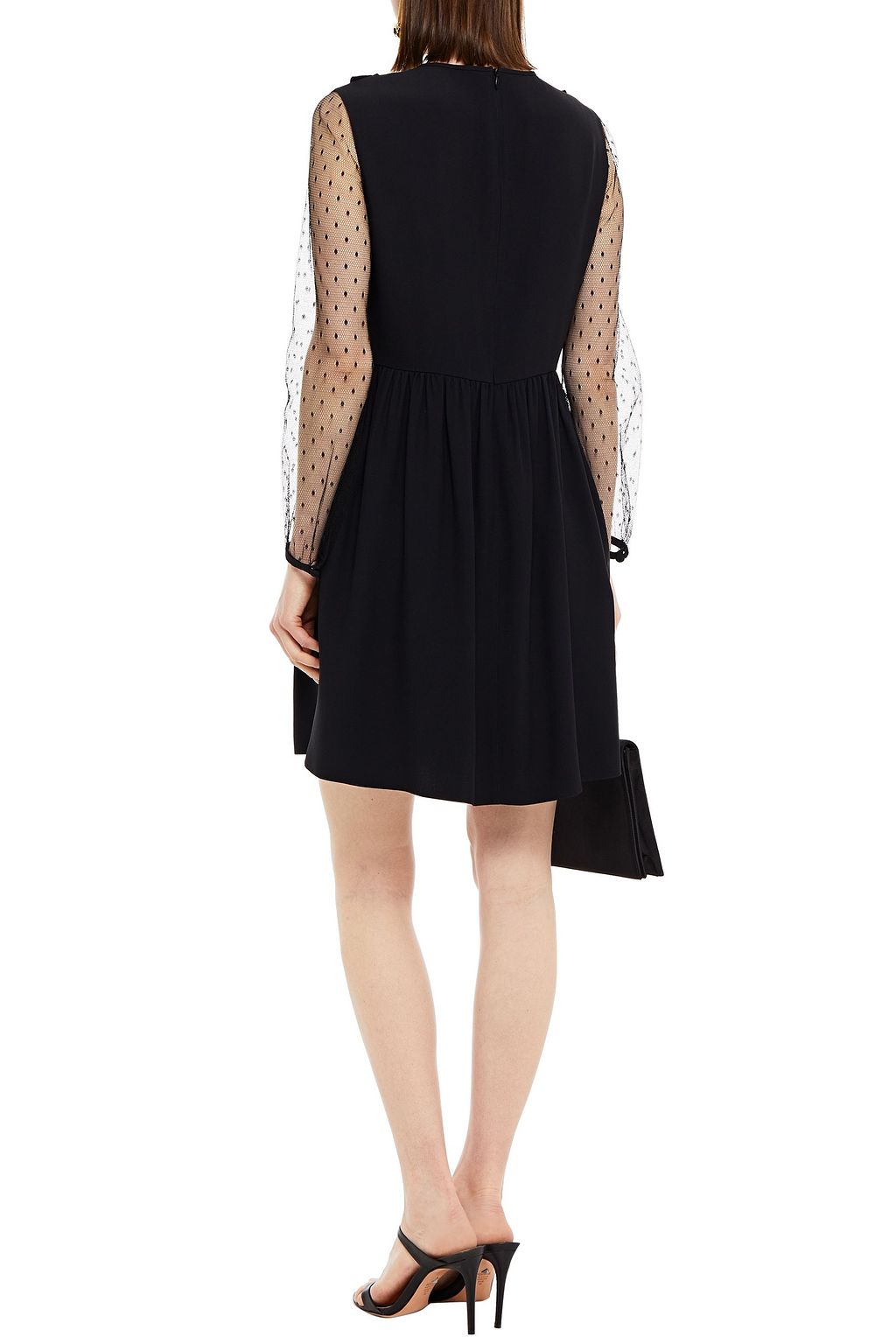REDVALENTINO Point d'esprit-paneled crepe mini dress