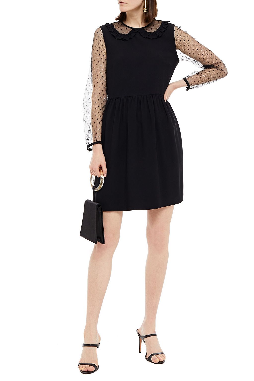 REDVALENTINO Point d'esprit-paneled crepe mini dress