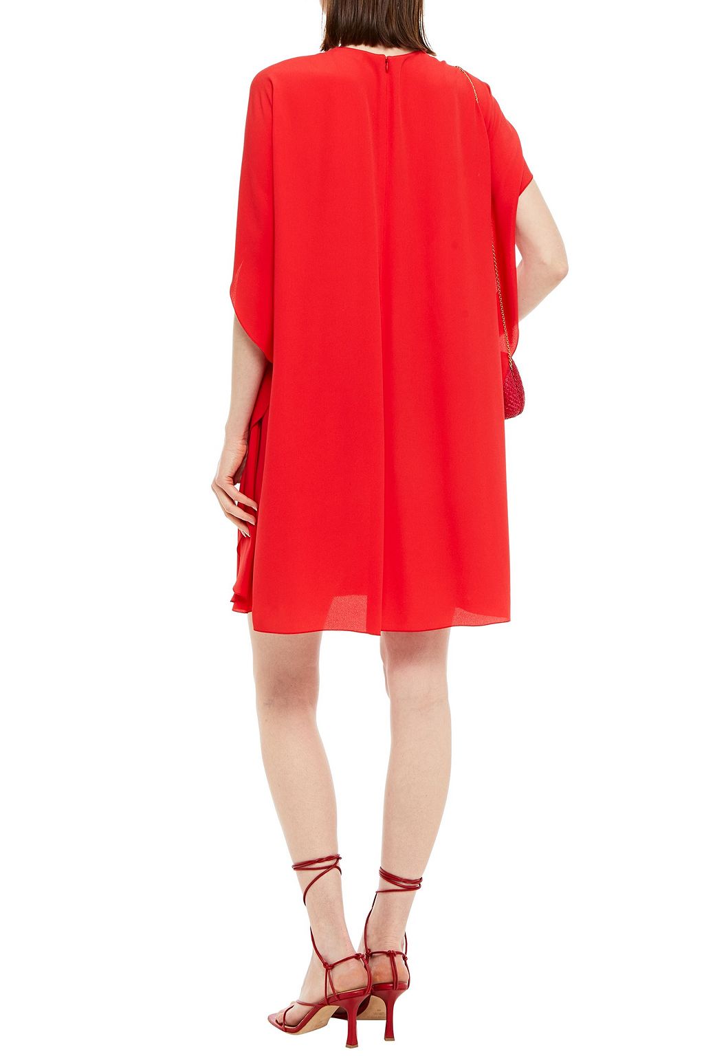 REDVALENTINO Cape-effect knotted crepe de chine mini dress