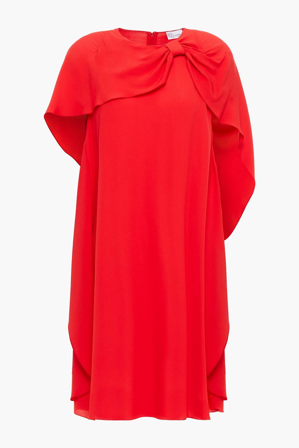 REDVALENTINO Cape-effect knotted crepe de chine mini dress | THE OUTNET