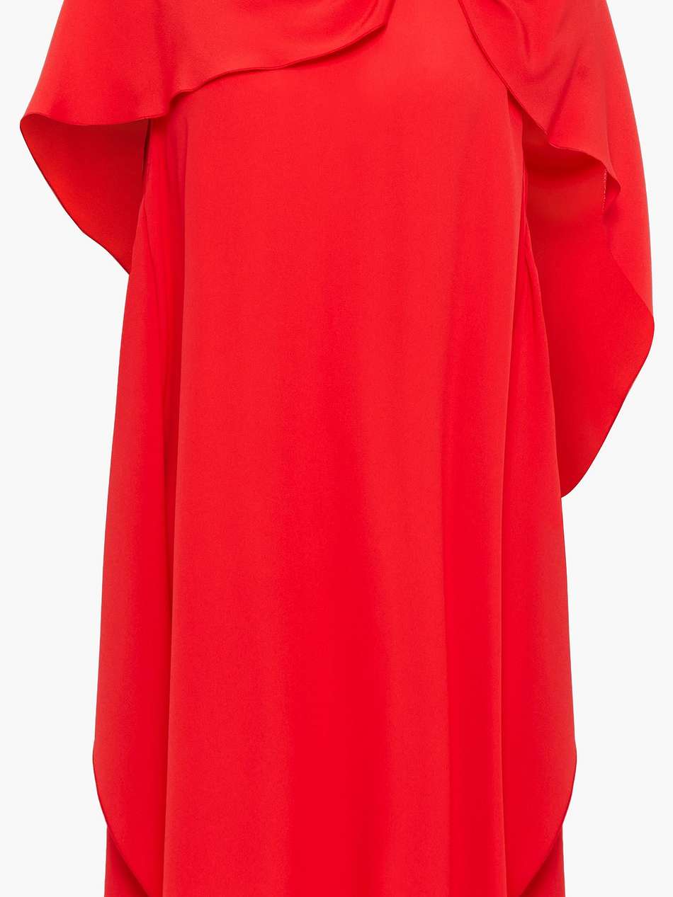 cape-effect knotted crepe de chine mini dress