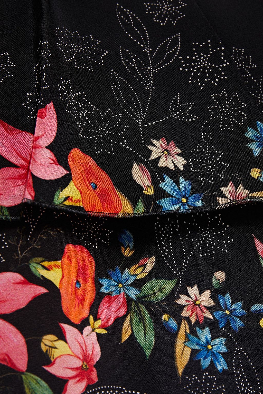 REDVALENTINO Ruffled floral-print silk crepe de chine top