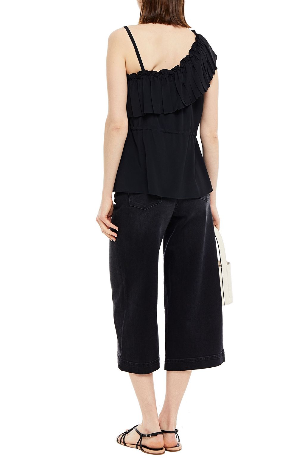 REDVALENTINO Asymmetric ruffled crepe top
