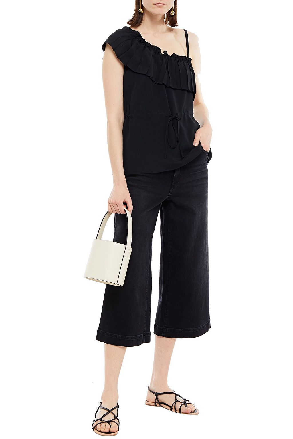 REDVALENTINO Asymmetric ruffled crepe top