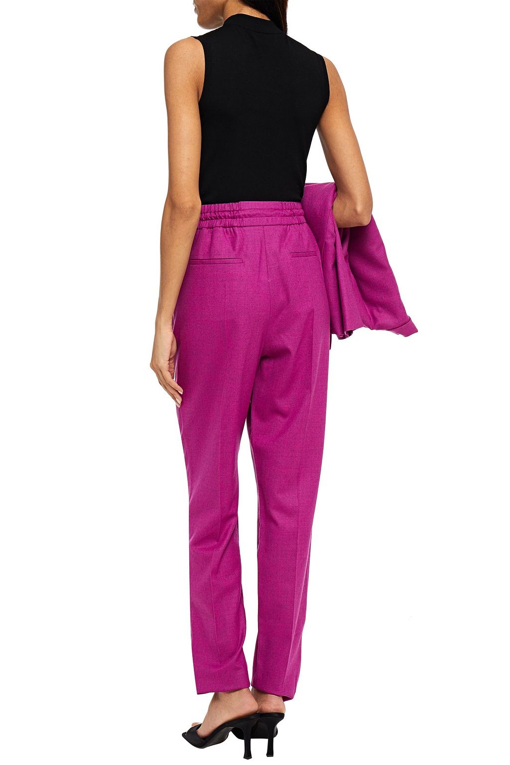 ROKSANDA Mélange wool-blend twill track pants