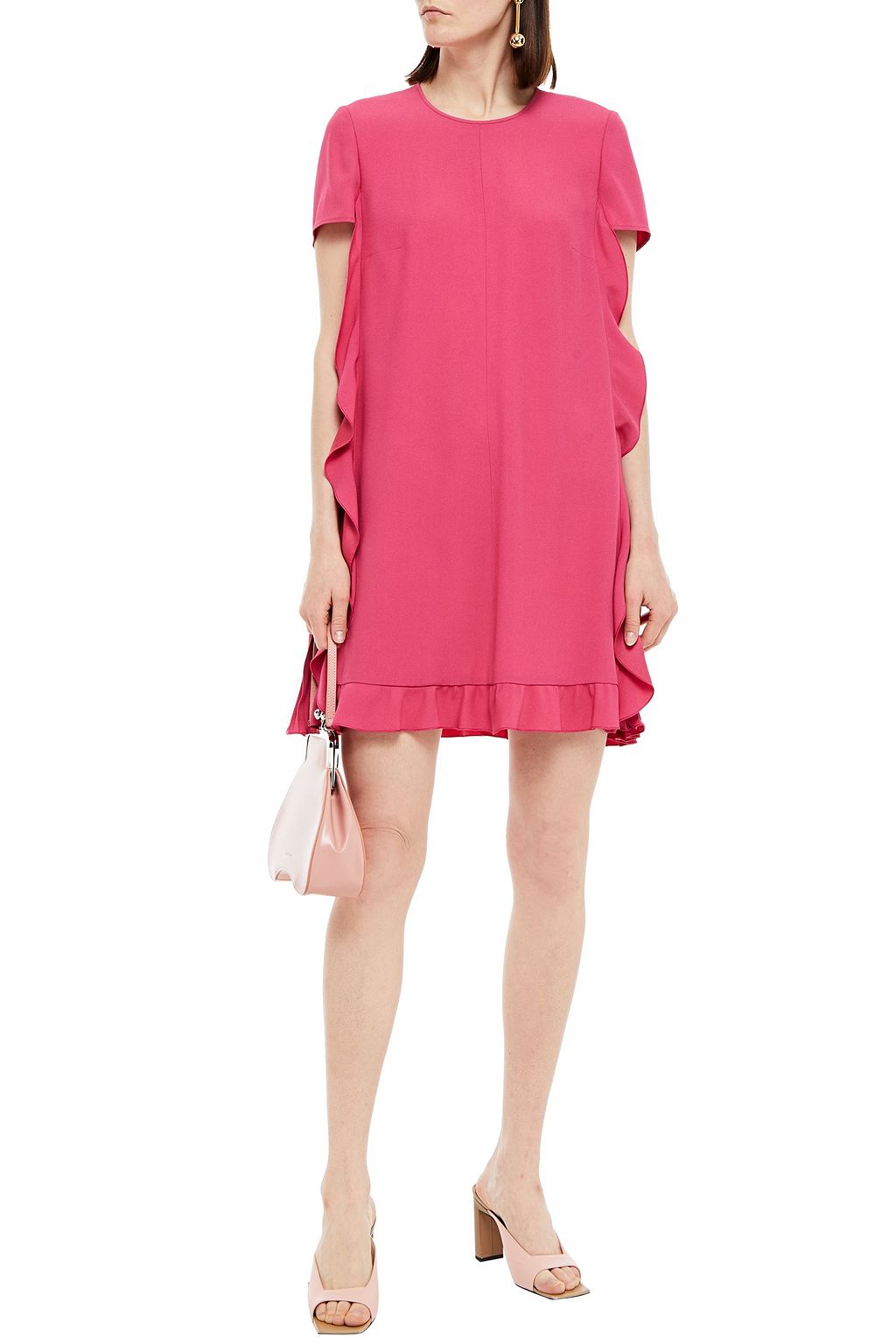 REDVALENTINO فستان قصير من الكريب والساتان مكشكش