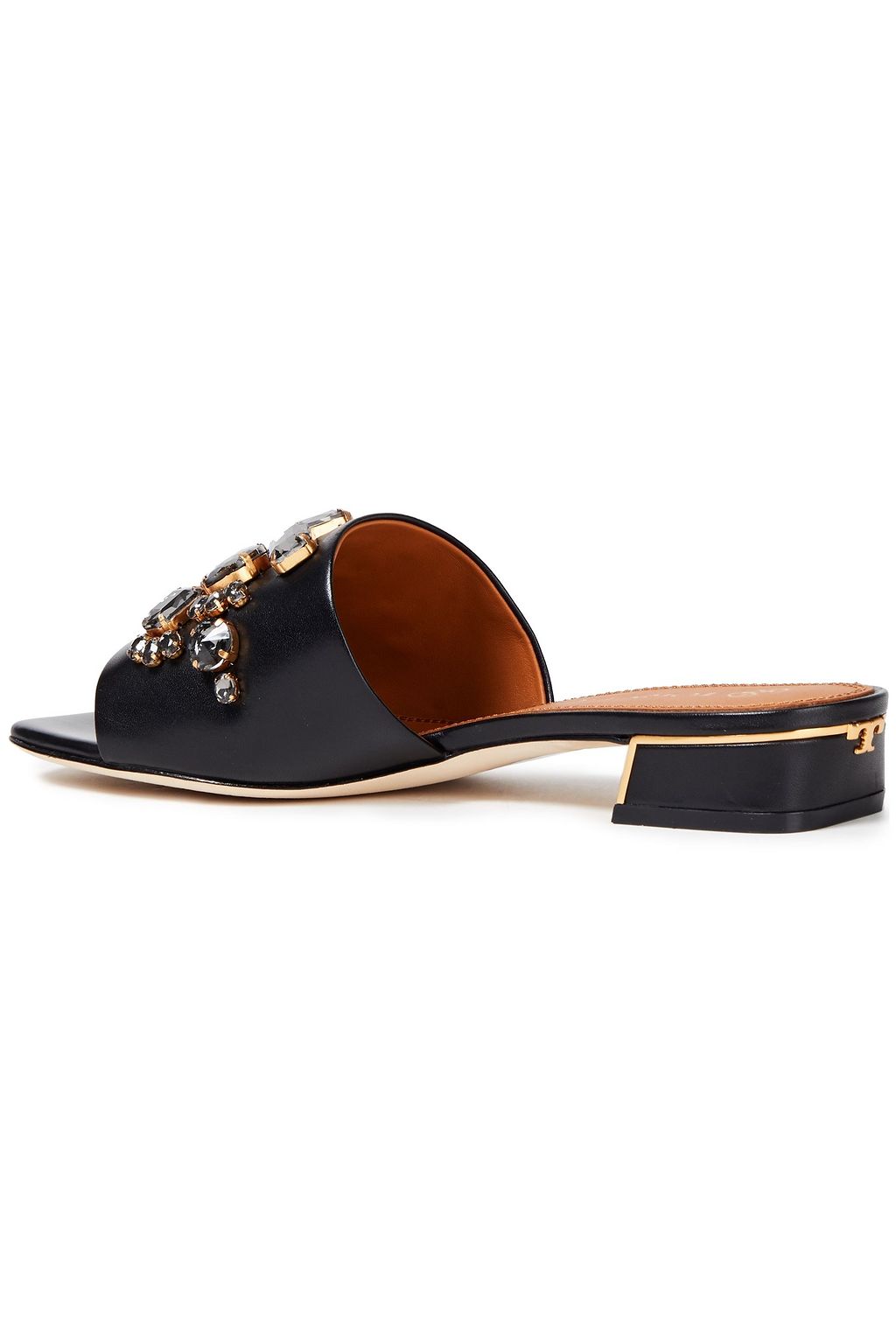 TORY BURCH Crystal-embellished leather mules