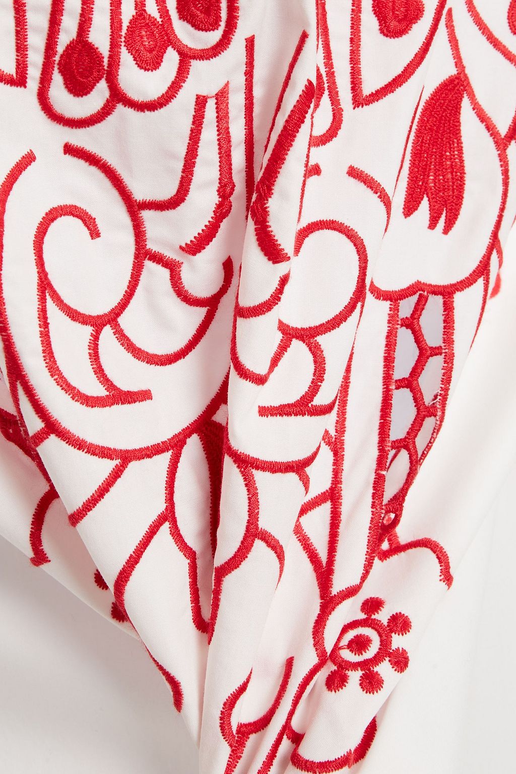 REDVALENTINO Embroidered cotton-poplin blouse
