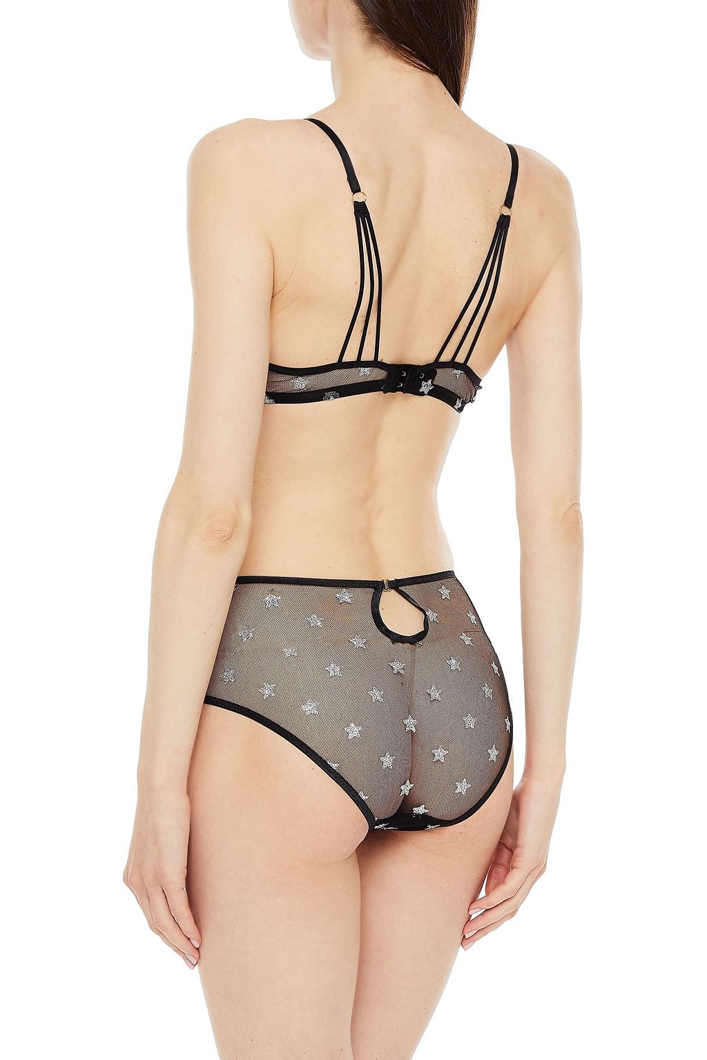 LE PETIT TROU Jeu satin-trimmed glittered stretch-tulle high-rise briefs