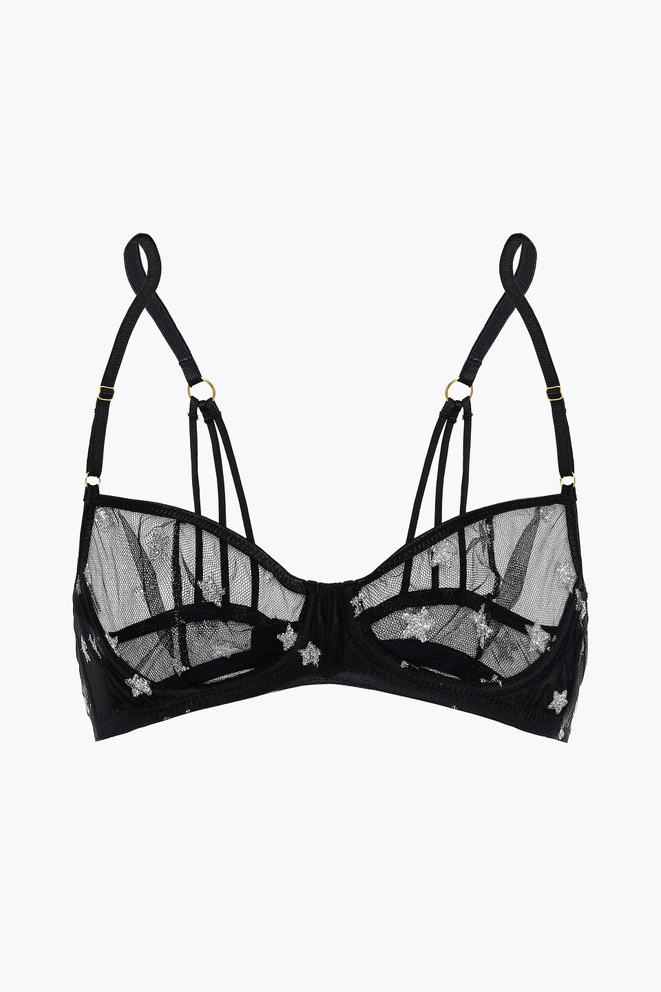 Le Petit Trou Woman Volupte Glittered Stretch-tulle Balconette Bra Black Size L