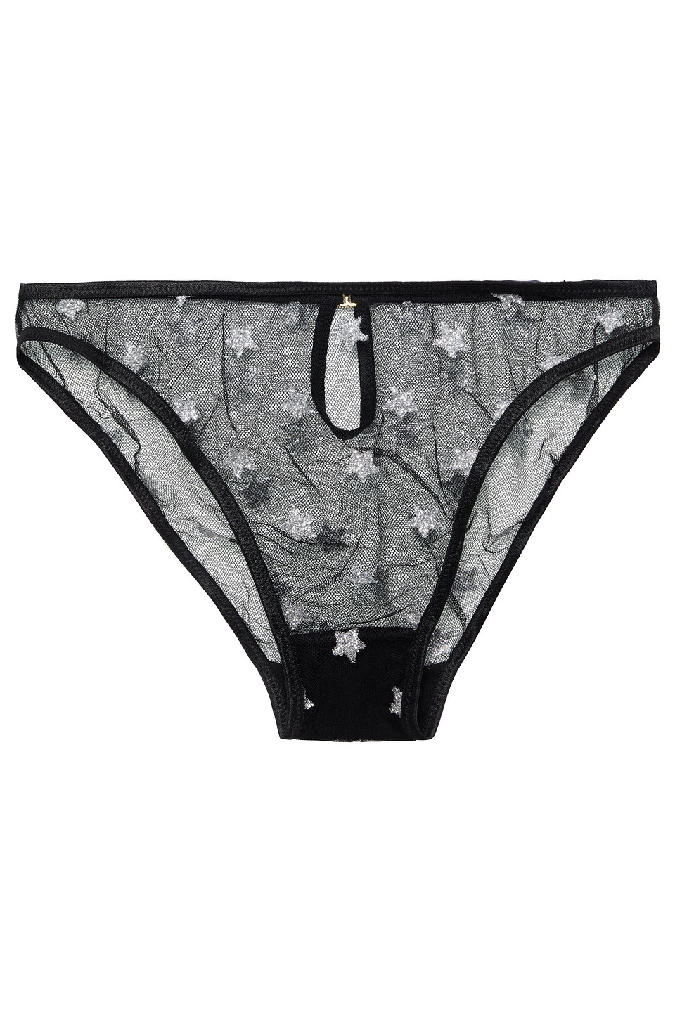 Le Petit Trou Woman Glitter-embellished Tulle Mid-rise Briefs Black Size S