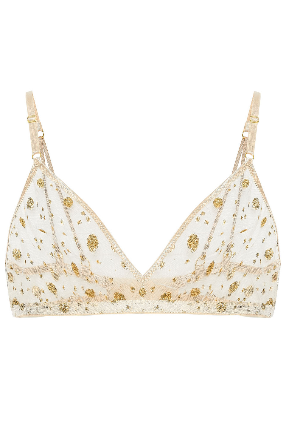 Le Petit Trou Woman Fougue Glittered Stretch-tulle Triangle Bra Neutral Size S