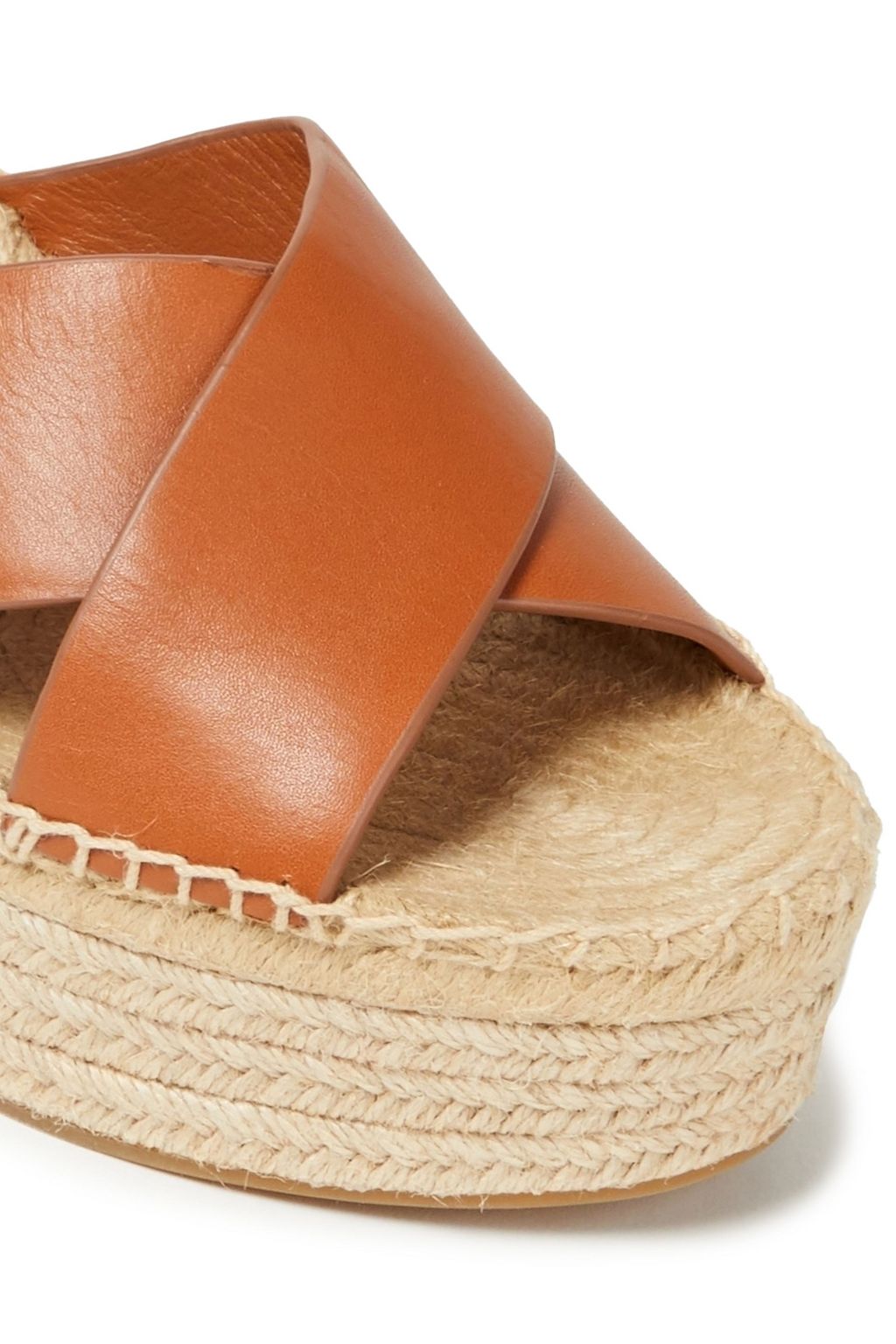 TORY BURCH Leather platform wedge espadrilles