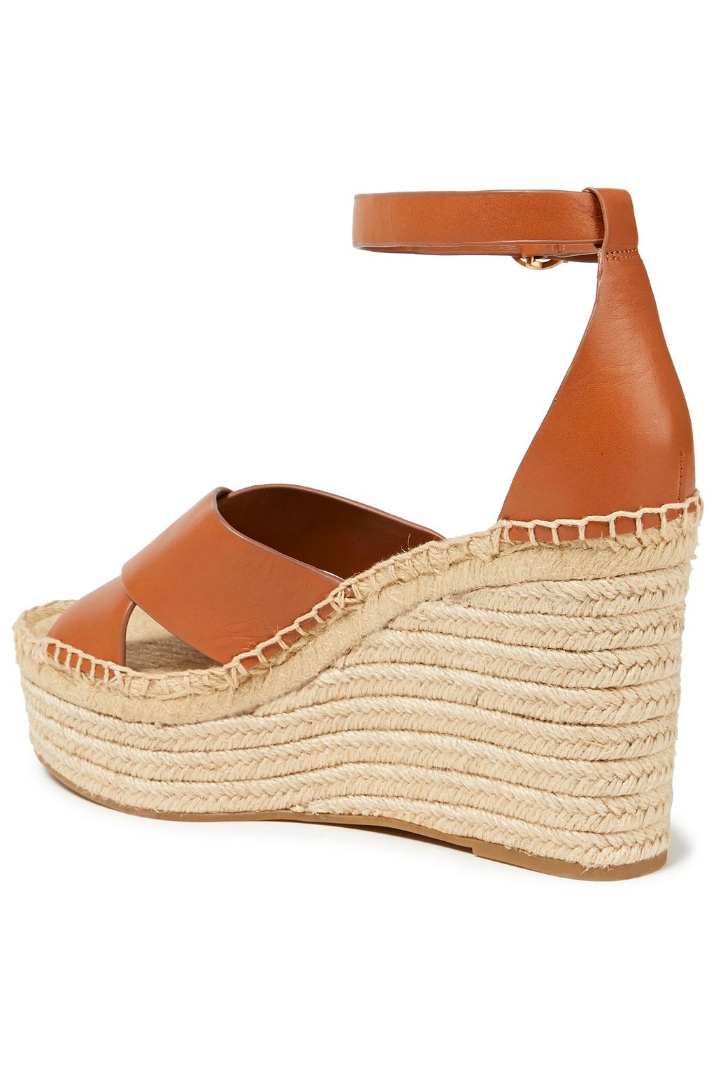 TORY BURCH Leather platform wedge espadrilles