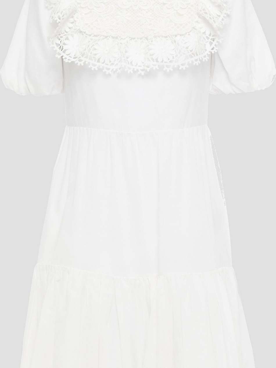 guipure lace-paneled cotton-voile mini dress