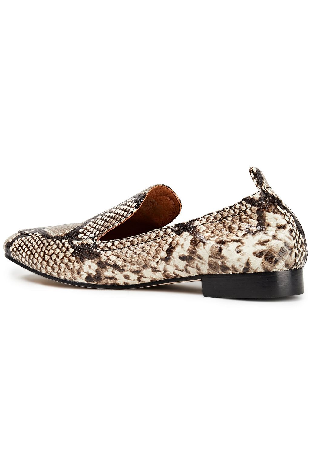 TORY BURCH Snake-effect leather loafers