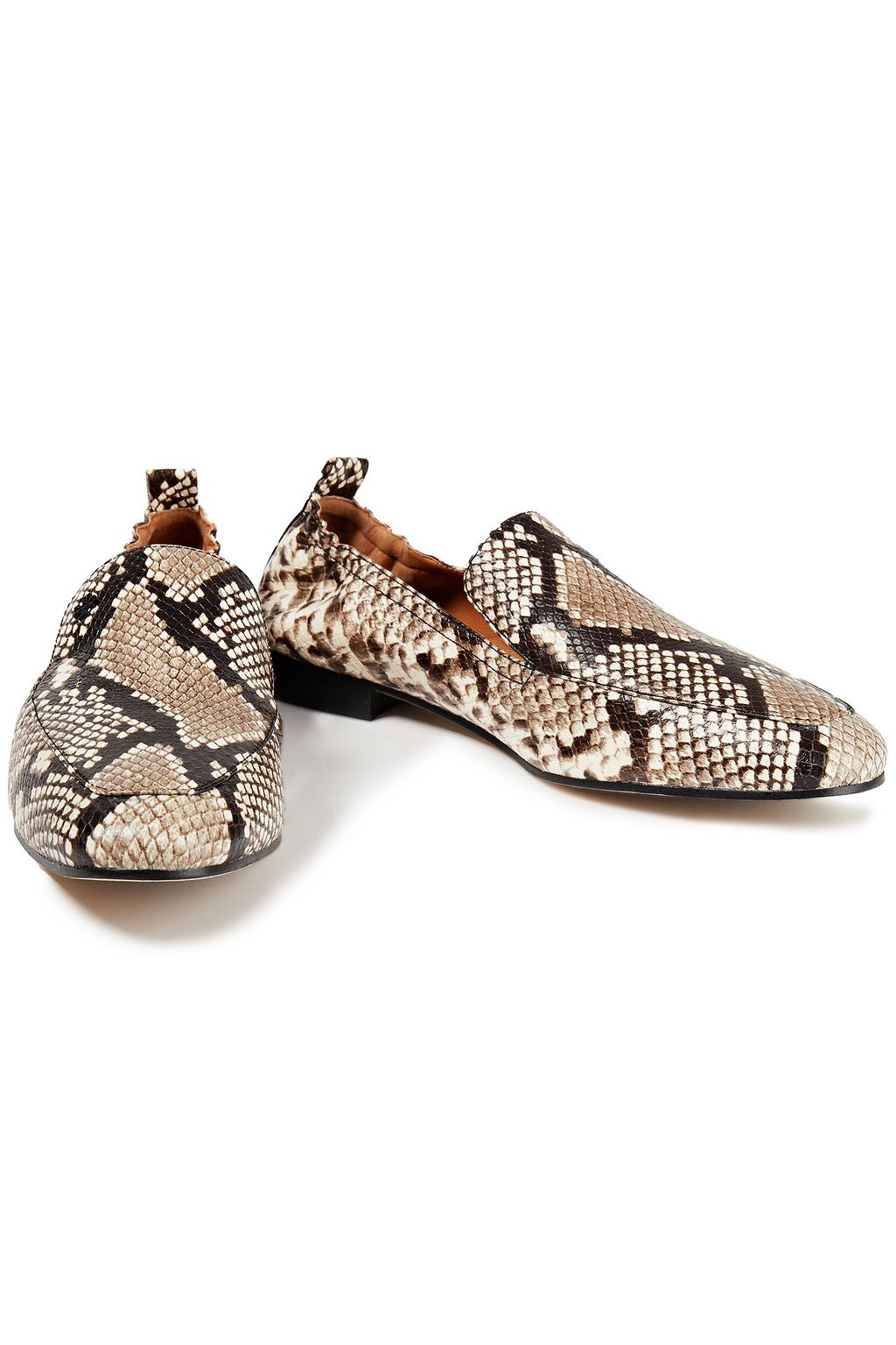 TORY BURCH Snake-effect leather loafers
