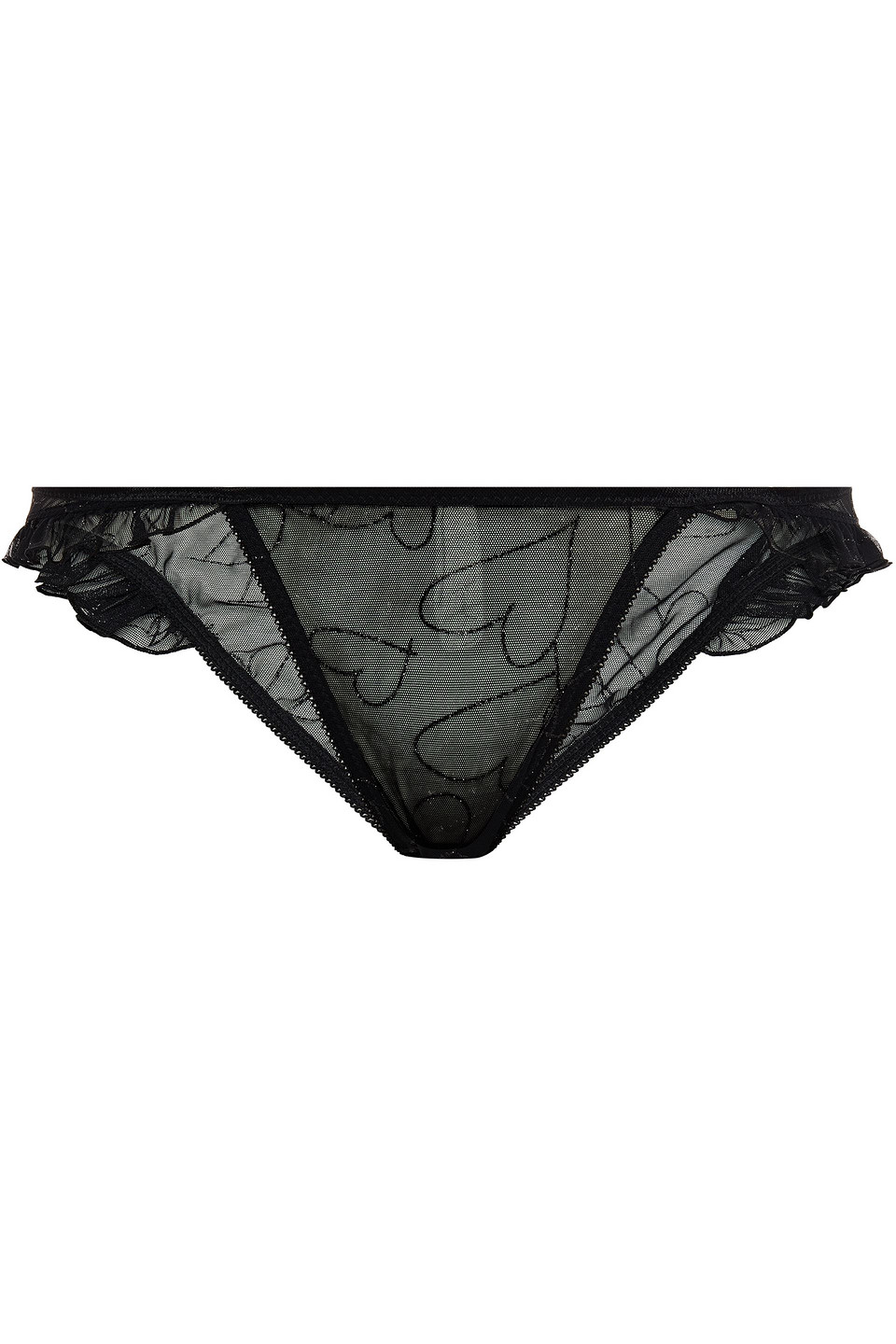 Le Petit Trou Woman Brionne Ruffle-trimmed Glittered Stretch-tulle Mid-rise Briefs Black Size L