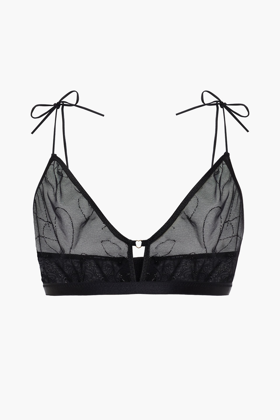 Le Petit Trou Woman Glitter-embellished Stretch-tulle Soft-cup Triangle Bra Black Size M