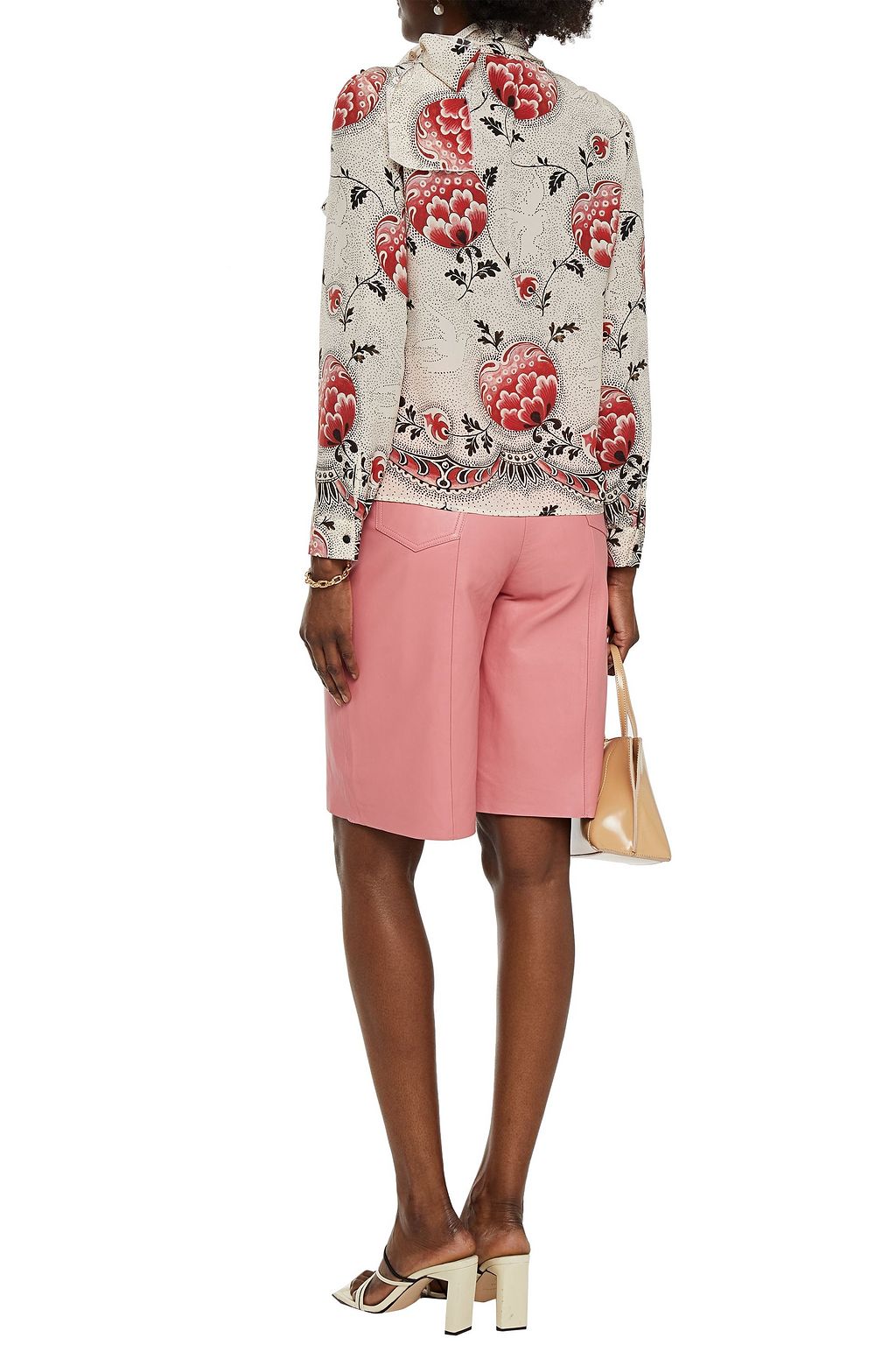 REDVALENTINO Pussy-bow printed silk crepe de chine blouse