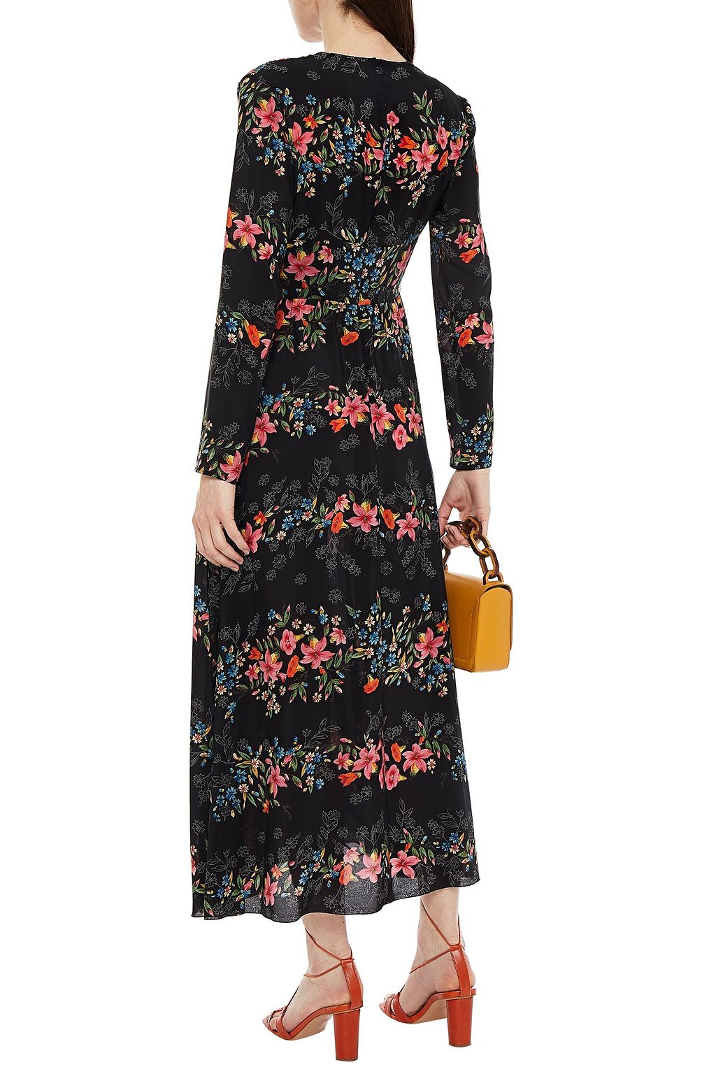 REDVALENTINO Floral-print silk crepe de chine midi dress