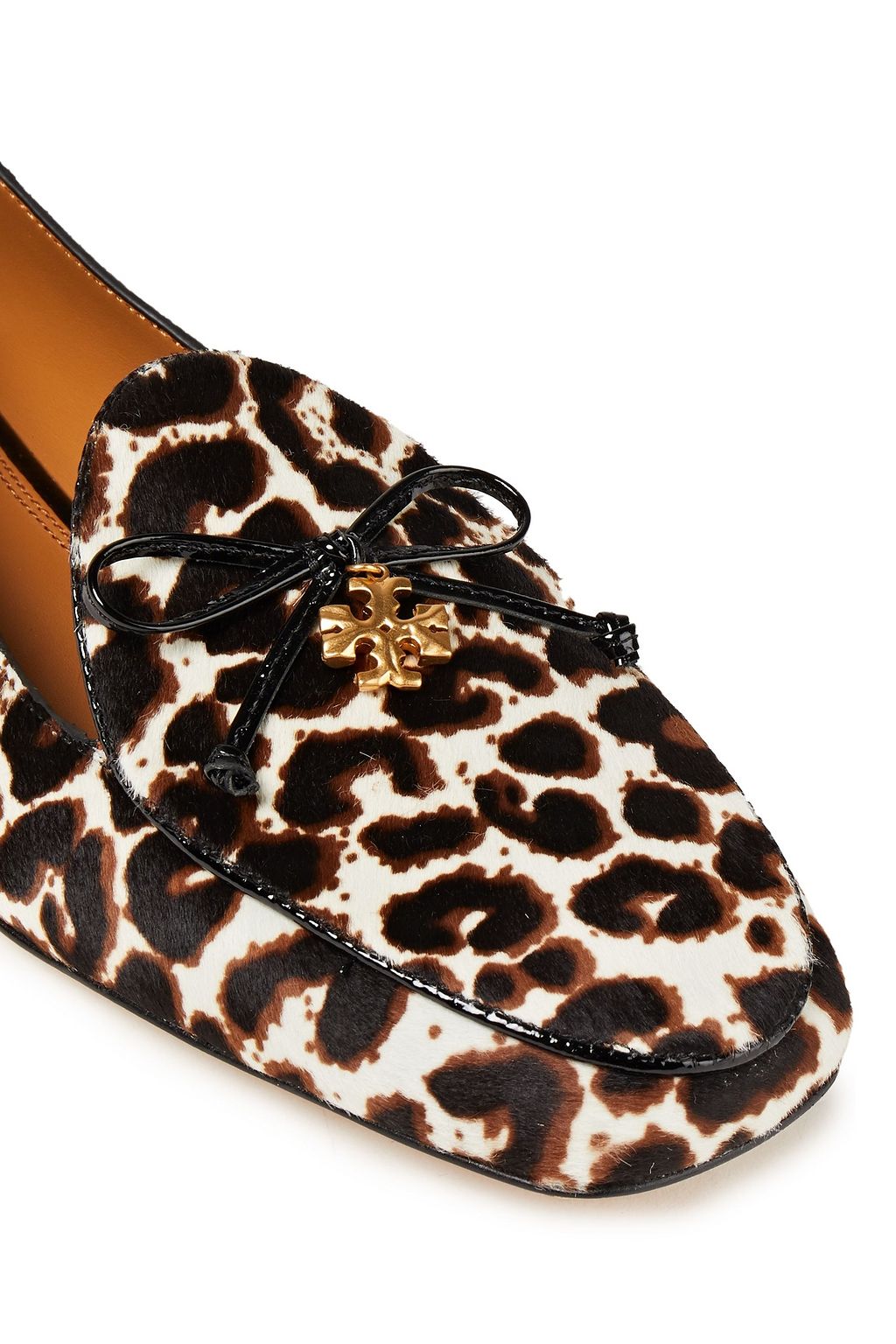 TORY BURCH Leopard-print calf hair collapsible-heel loafers